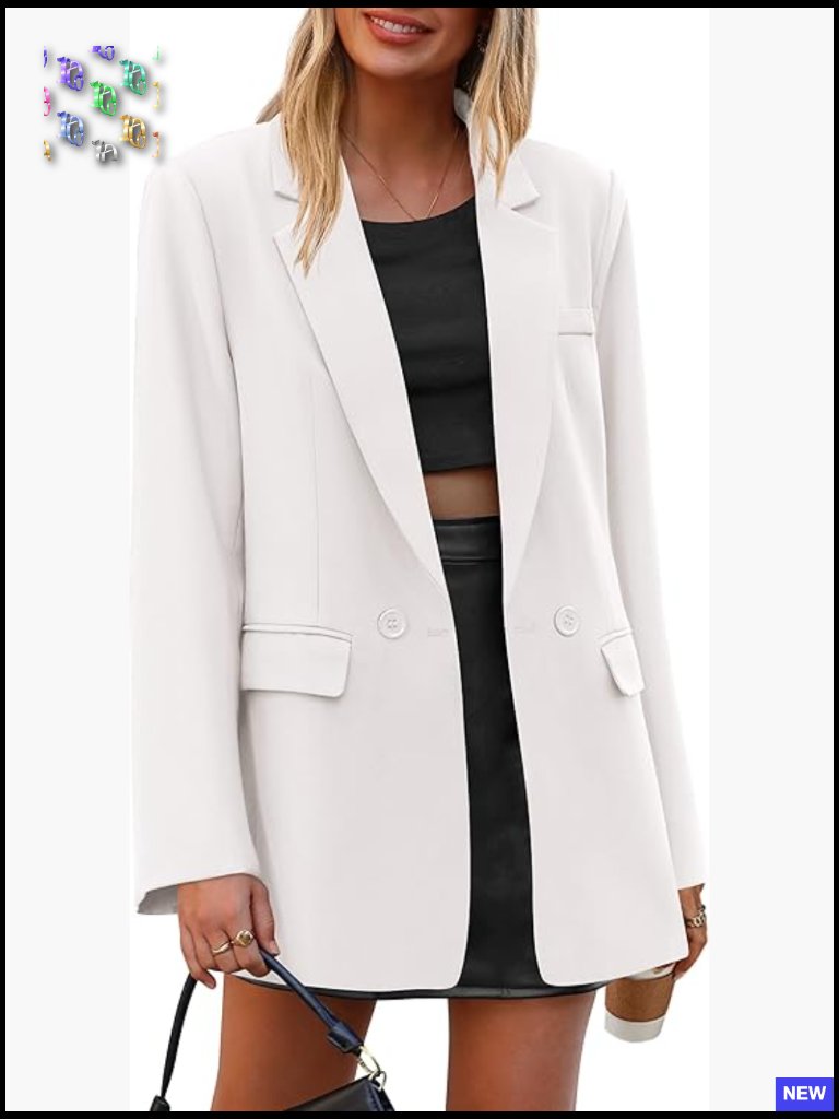 Double Breasted Blazer Notch Lapel Loose Fit Business Casual Office Jacket